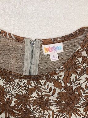 LuLaRoe Brown and Cream Floral Knit Dress